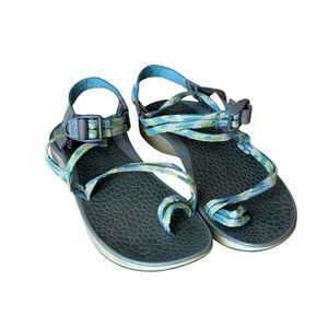 Chaco Z Cloud X2 Aqua Green Blue Toe Thong Sandals Size 9 Womens